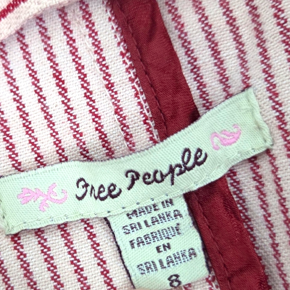Vintage Y2K Free People Pinstripe Blazer Jacket Womens 8 Red Stripe Coquette - Picture 10 of 12